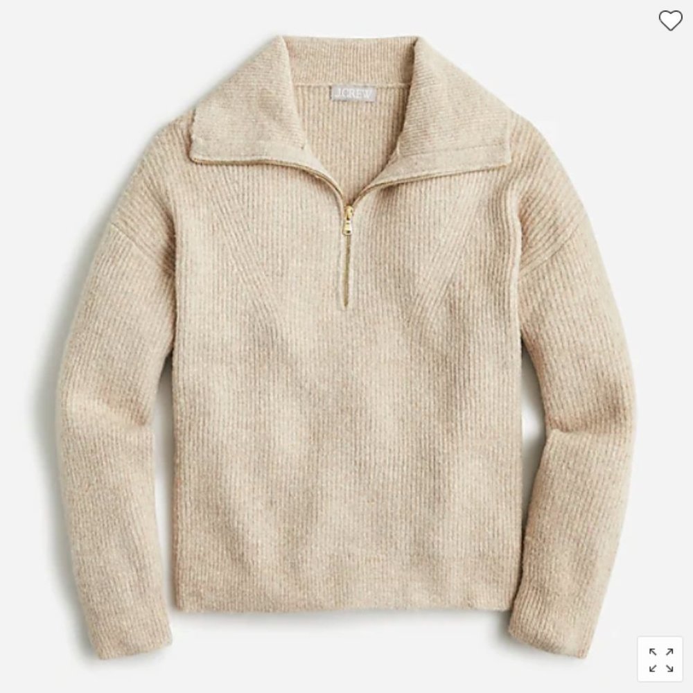 J.Crew Half-zip Stretch Sweater Alpaca blend Stone Small